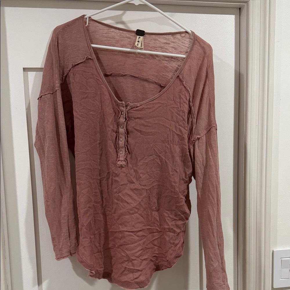 We The Free Dusty Rose Long Sleeve Top